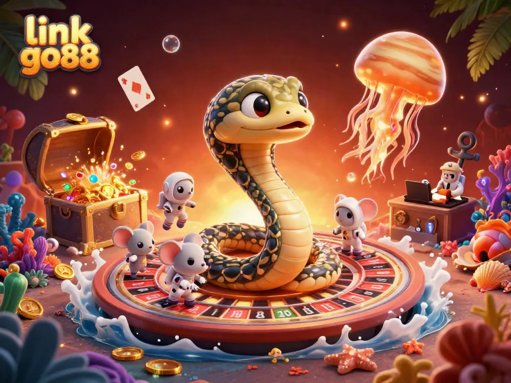 Experience winning bets with link go88 while playing cosmic casino games in this vibrant illustration.