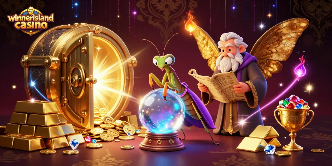 Experience the thrill of winnerislandcasino with vibrant 3D characters surrounded by treasure and mystical elements.