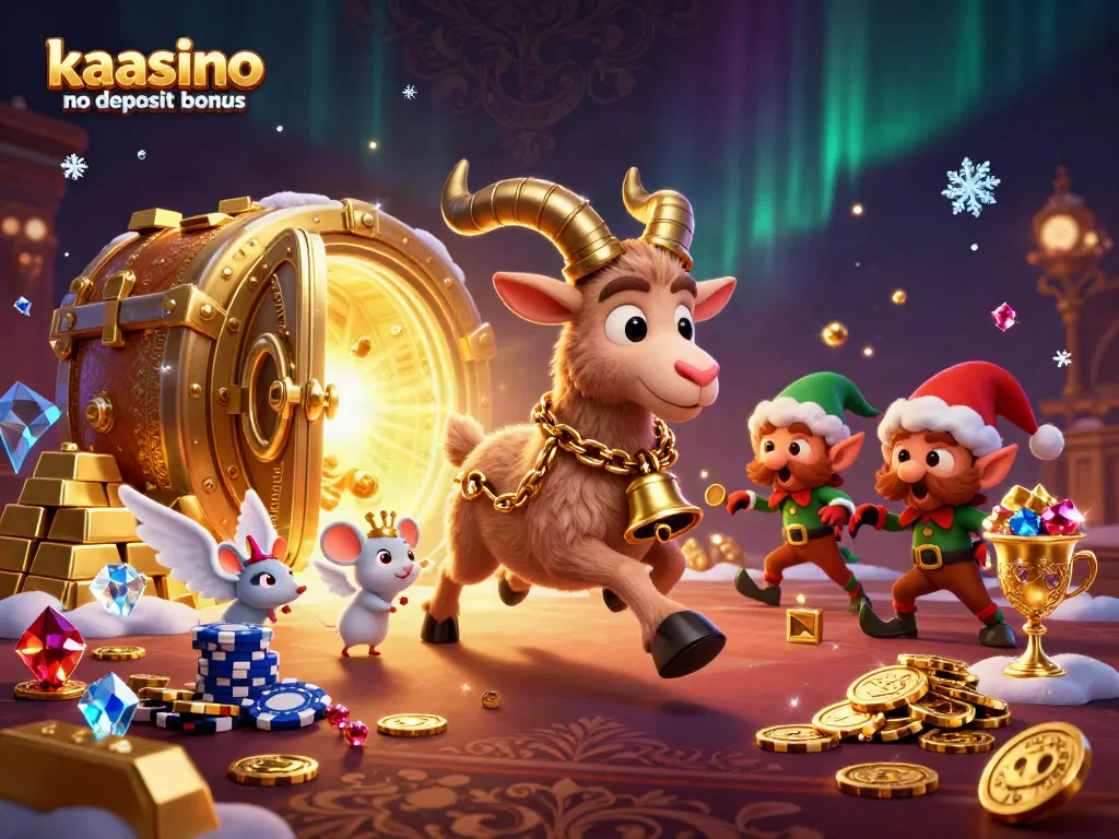 Experience the kaasino no deposit bonus in a festive horror casino with Krampus and lively characters.